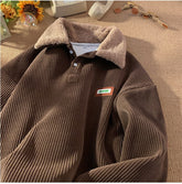 Vintage Cord-Sweatshirt mit Reverskragen